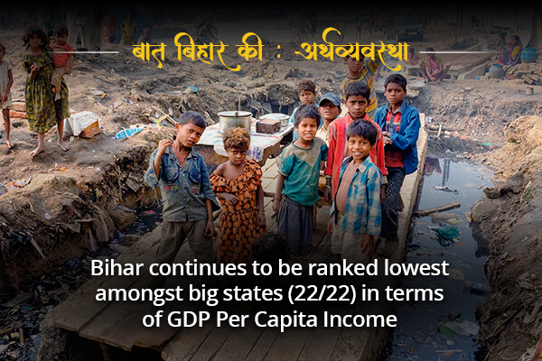 Bihar is the lowest amongst the GDP per capita Income- Baat Bihar ki